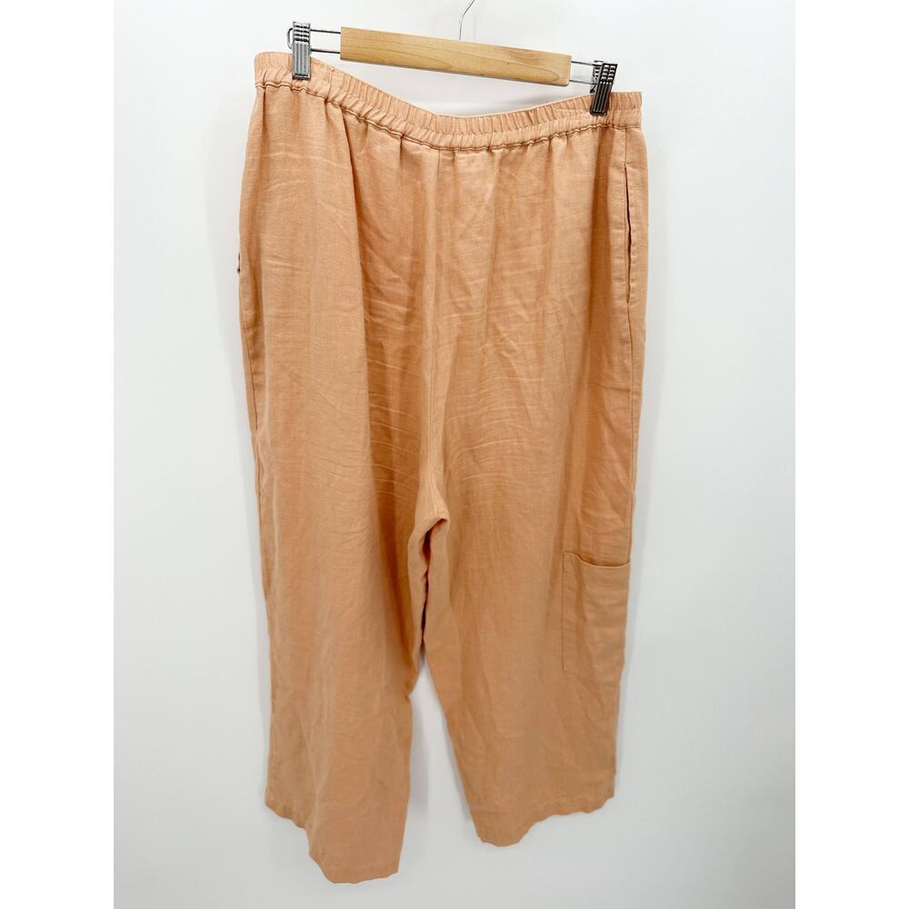 Linden Hill Womens Orange Linen Pants Size L Baggy Relaxed Fit Casual Coastal - Picture 2 of 8